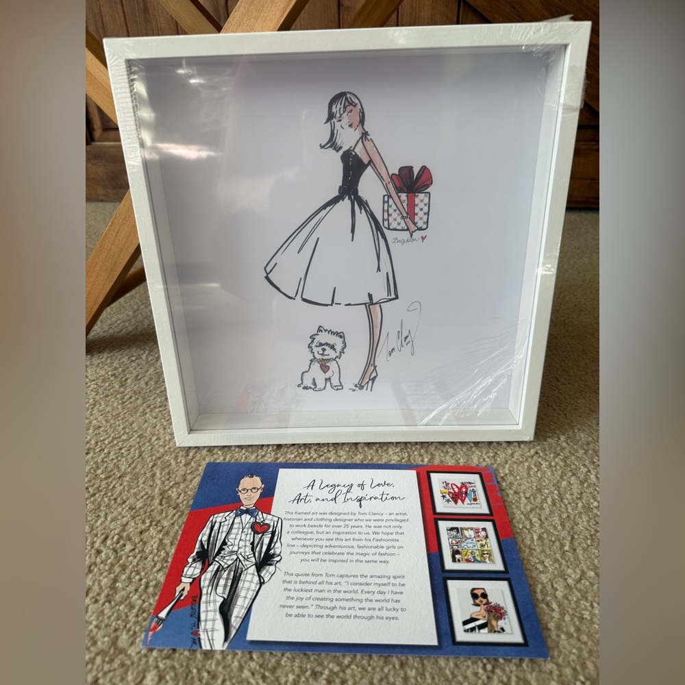 Brighton Heart Frame Girl with Dog Sketch Art Decor NWT OS
